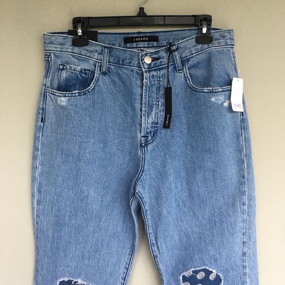 J Brand Wynne Jeans Women 30 High Waist Crop Straight Leg Distressed Raw Hem - Picture 3 of 13